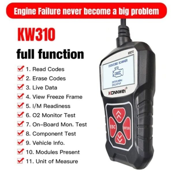 Konnwei KW310 Ψηφιακό Διαγνωστικό Αυτοκινήτων OBDII/EOBD - Multifunction OBDII/EOBD vehicle engine fault code reader