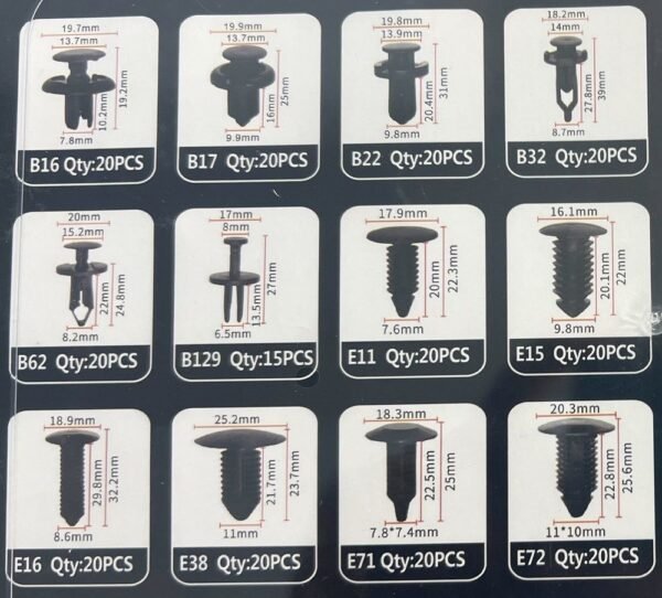 180260-1 Σετ συνδετήρες αυτοκινήτου 12 τύπων - 240pcs - 180260