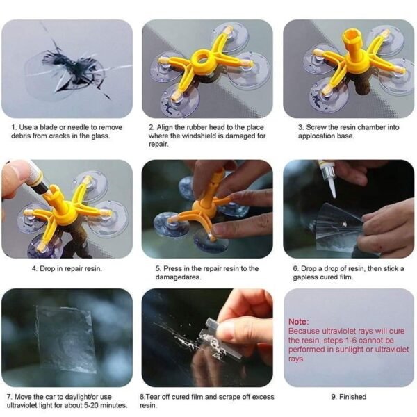 Jiageng Κιτ επισκευής παρμπρίζ αυτοκινήτου - DIY Car Windshield Repair Kit