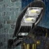 Στεγανό Ηλιακό Φωτιστικό Δρόμου IP65 με Ανιχνευτή Κίνησης, Αισθητήρα Φωτός και Τηλεχειριστήριο σε Μαύρο Χρώμα W777B – LED solar street lamp