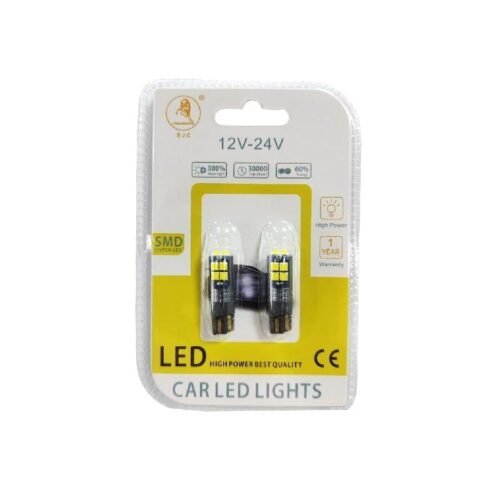 001008 EJC Λάμπες Αυτοκινήτου T10-10 SMD 12v 2τμχ ψυχρό φως - LED light