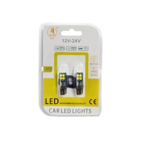 001008 EJC Λάμπες Αυτοκινήτου T10-10 SMD 12v 2τμχ ψυχρό φως - LED light