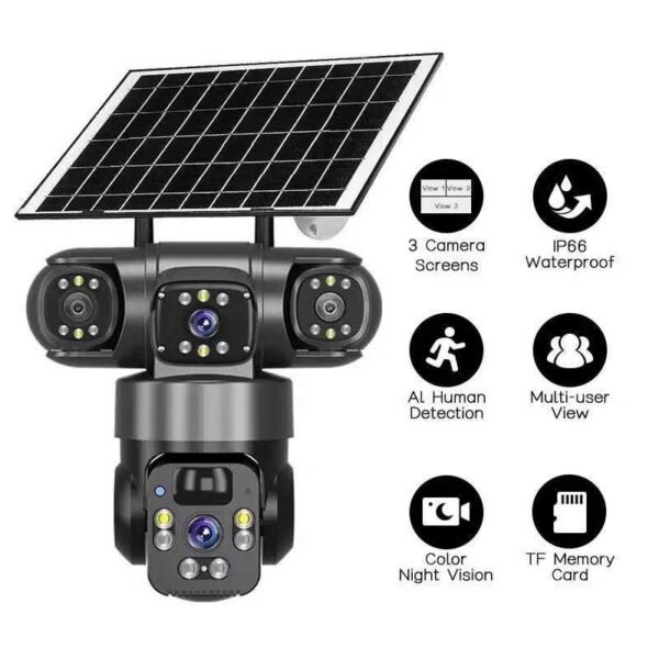 Ηλιακή κάμερα ασφαλείας IP τριπλή - 4G - Security Camera - Q20 - 020331