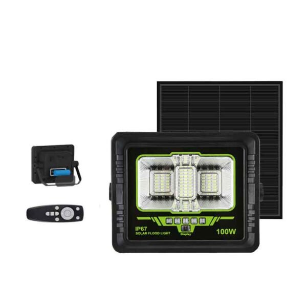0234056-1 Ηλιακός προβολέας 100W με τηλεχειριστήριο - Φωτισμός χωρίς ρεύμα