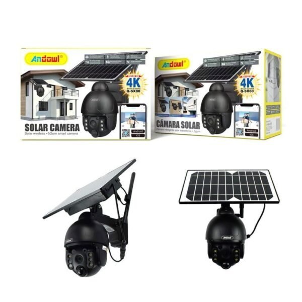 075507 Andowl IP Κάμερα Παρακολούθησης Wi-Fi 1080p Full HD 4K Αδιάβροχη Μπαταρίας με Αμφίδρομη Επικοινωνία Q-SX80 4G+5G SIM - Solar Camera Wireless Smart