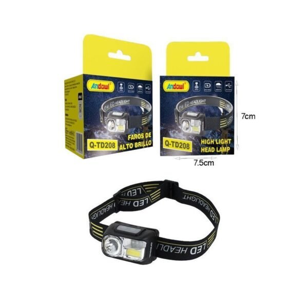 075657-3 Andowl Επαναφορτιζόμενος Φακός Κεφαλής LED Αδιάβροχος με Μέγιστη Φωτεινότητα 400lm Q-TD208 - High Light Head Lamp