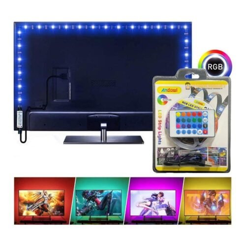 075763 Andowl Ταινία LED Τροφοδοσίας USB (5V) RGB Μήκους 2m Σετ με Τηλεχειριστήριο και Τροφοδοτικό Τύπου SMD5050 Q-DT20 - LED strip lights