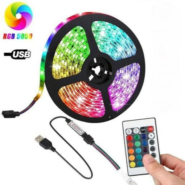LED ταινία RGB 5m με τηλεχειριστήριο και USB τροφοδοσία