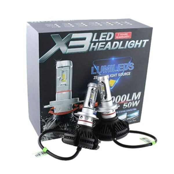 10041 Λάμπα αυτοκινήτου H7 Ψυχρό Λευκό - X3 LED HEADLIGHT 6000LM 50W H7