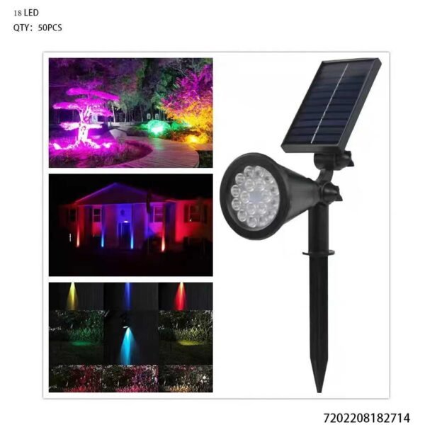 182714-1 Ηλιακός προβολέας κήπου LED RGB - πολύχρωμος φωτισμός