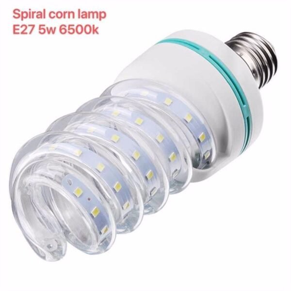 Λάμπα LED E27 Spiral Corn 5W - Ψυχρό φως 6500K