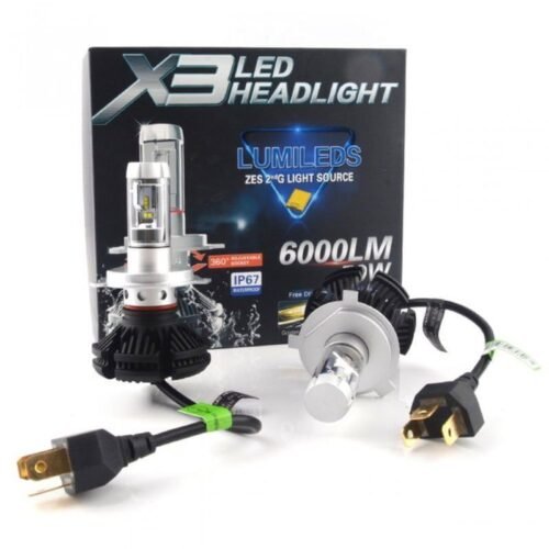4300029 Λάμπα αυτοκινήτου H4 Ψυχρό Λευκό - X3 LED Headlight 6000LM 50W H4