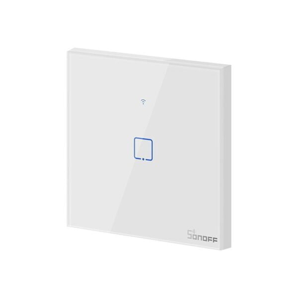56122 Sonoff TX T0 Χωνευτός Διακόπτης Τοίχου Wi-Fi για Έλεγχο Φωτισμού με Πλαίσιο και Ένα Πλήκτρο Αφής Φωτιζόμενος Λευκός – Google Home
