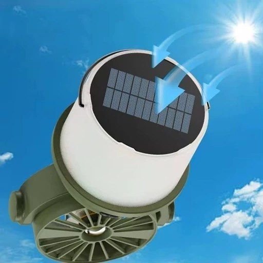 817568-1 Φαναράκι LED 2in1 με Ανεμιστήρα & Ηλιακό Πάνελ CH-F803