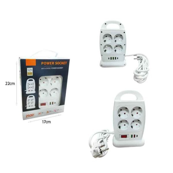 009022-4 Πολύπριζο ασφαλείας 8 θυρών με USB - χώρος και προστασία