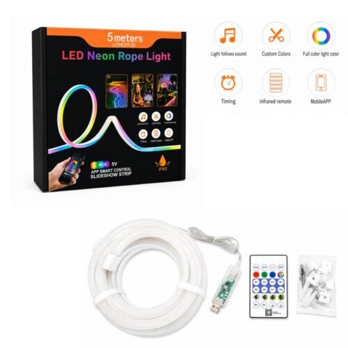 Έξυπνη RGB LED Neon Rope Light 5 Μέτρων USB με Τηλεχειριστήριο
