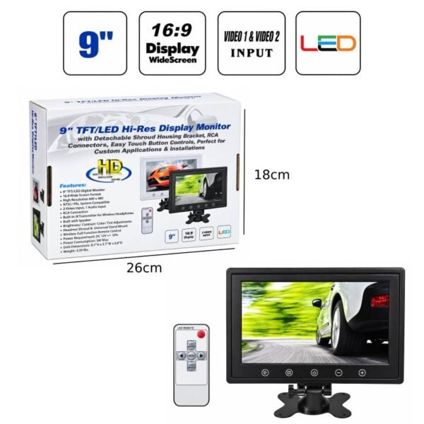 Οθόνη Αυτοκινήτου Monitor 9″ TFT/LED - 9” TFT/LED Hi-Res Display Monitor