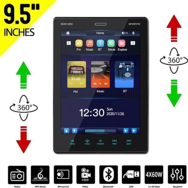 014374-1 Ηχοσύστημα Αυτοκινήτου Universal 1DIN (Bluetooth/USB) με Οθόνη Αφής 9.5" - Car MP5 Player Vertical Screen Universal