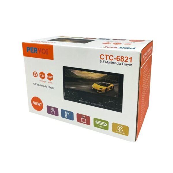 014427-3 PerVoi Οθόνη αυτοκινήτου Ηχοσύστημα Bluetooth USB AUX MP5 FM 6.8″ 12V 60W CTC-6821 - Car 1 Din HD Touch Screen Rearview Function