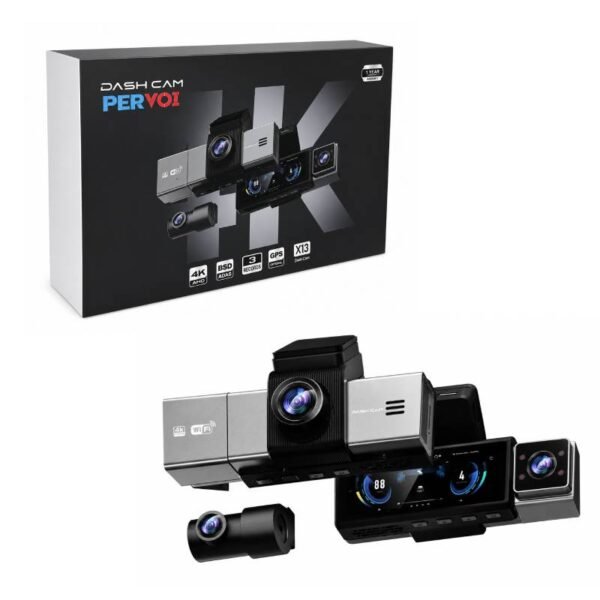 014514 PerVoi Κάμερα Αυτοκινήτου Τριπλής Εγγραφής 4K WiFi GPS X13 - Triple Lens Dash Camera