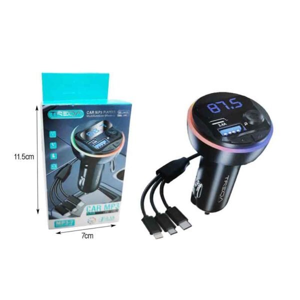 017154-2 Treqa Πομπός αυτοκινήτου φορτιστής MP3 Player MP-3-7 RGB 3.1A – Car MP3
