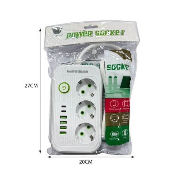 0207011-2 Πολύμπριζο 3 θέσεων με 4USB και 2Type-C - Φόρτιση όλων