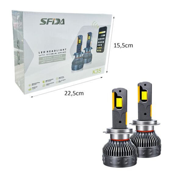 024065-2 SFIDA Λάμπες LED Αυτοκινήτου H1 300W 30000LM με Έλεγχο μέσω Εφαρμογής - H1 LED Car Headlight Bulbs 300W 30000LM with App Control
