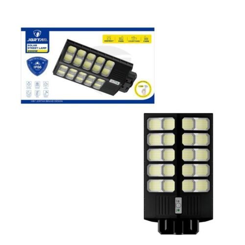 0274010 Jortan Led Αδιάβροχο Ηλιακό Φωτιστικό Δρόμου 2000W με Ανιχνευτή Κίνησης Και Τηλεχειριστήριο IP66 - Solar Street Lamp