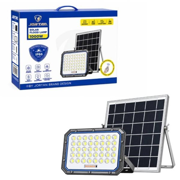0274036 JORTAN Ηλιακός Προβολέας LED 1000W με Φωτοβολταϊκό Πάνελ