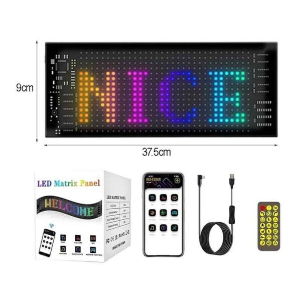 074137 Εύκαμπτη LED Πινακίδα RGB Bluetooth με Κινούμενες Εικόνες και Κείμενο μέσω Εφαρμογής 37.5x9cm - LED Matrix Panel