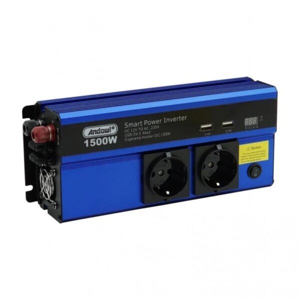 0751118-2 Inverter αυτοκινήτου 1500W με 2 πρίζες Σούκο και USB