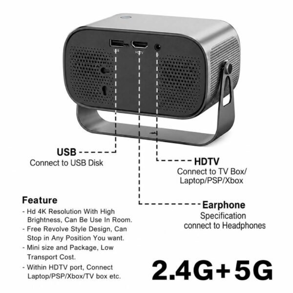 Andowl Έξυπνος Προβολέας 4K WiFi 2.4G+5G Android YG500 - Smart Projector