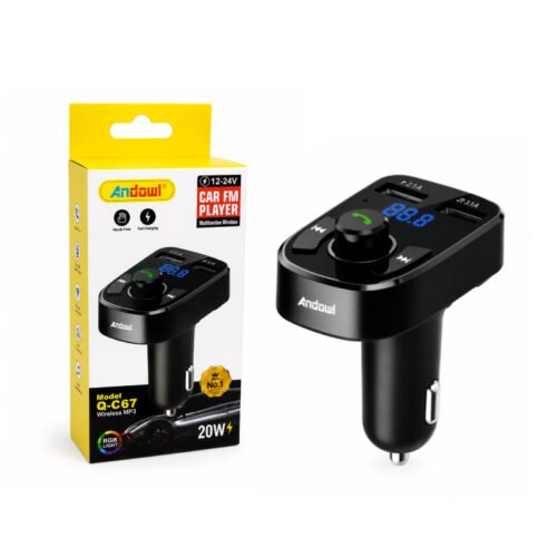 0751239 Andowl FM Transmitter Αυτοκινήτου Q-C67 Bluetooth 5.3 20W με 2 USB - Q-C67 Bluetooth 5.3 20W Car FM Transmitter with Dual USB