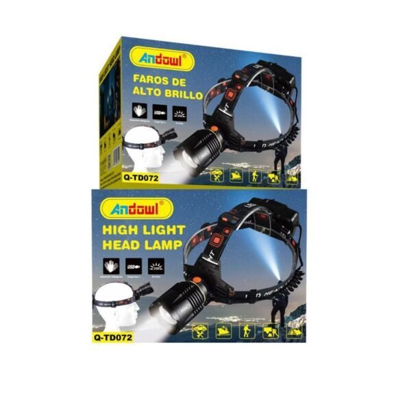 075674-2 Andowl Επαναφορτιζόμενος φακός κεφαλής LED Q-TD072 - High Light Head Lamp