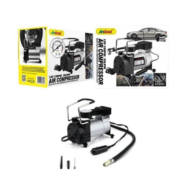 075690 Andowl Κομπρεσέρ αέρος με καλώδιο αναπτήρα 12V και ενσωματωμένο φως Q-DQ993 - Air Compressor