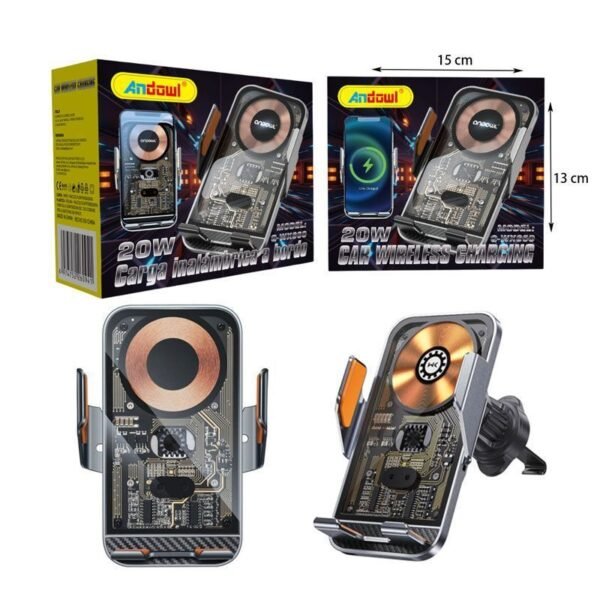 075931-6 Andowl Q-WX660 Βάση Κινητού Αυτοκινήτου και Ασύρματη Φόρτιση 20W - Car Wireless Charging
