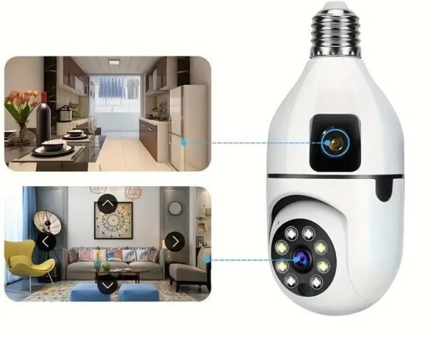 080021-1 Κάμερα ασφαλείας IP Dual Lamp E27 με νυχτερινή λήψη