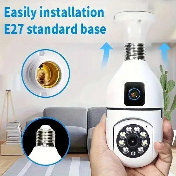 080021-2 Κάμερα ασφαλείας IP Dual Lamp E27 με νυχτερινή λήψη