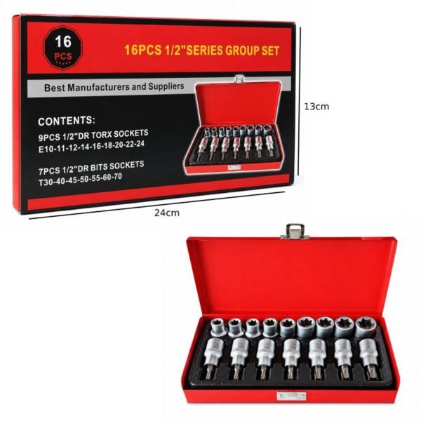 089170-1 Κασετίνα Καρυδάκια TORX & E-TORX 16 Τεμαχίων 1/2" - 16PCS 1/2" Torx & E-Torx Socket Set