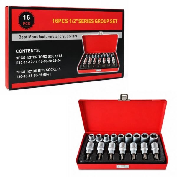 089170 Κασετίνα Καρυδάκια TORX & E-TORX 16 Τεμαχίων 1/2" - 16PCS 1/2" Torx & E-Torx Socket Set