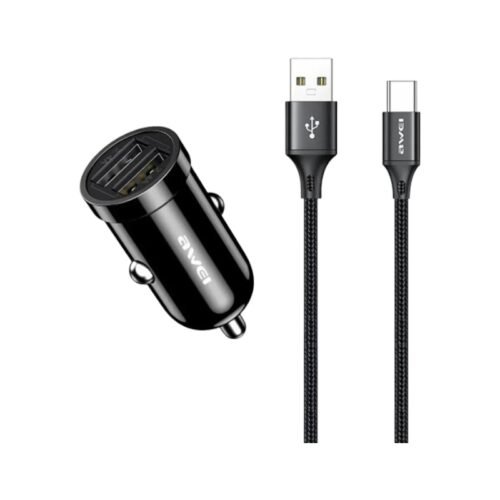 Φορτιστής αναπτήρα αυτοκινήτου Quick Charger με καλώδιο φόρτισης TypeC - C-826T - AWEI - 099691