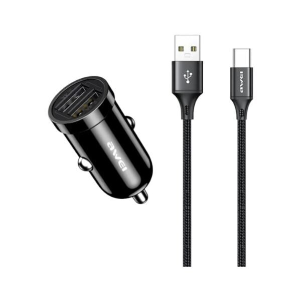 099691 Φορτιστής αναπτήρα αυτοκινήτου Quick Charger με καλώδιο φόρτισης TypeC - C-826T - AWEI - 099691