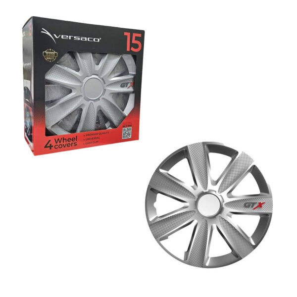 Versaco Σετ Τάσια Αυτοκινήτου 4τμχ 15" Ασημί - Wheel Covers