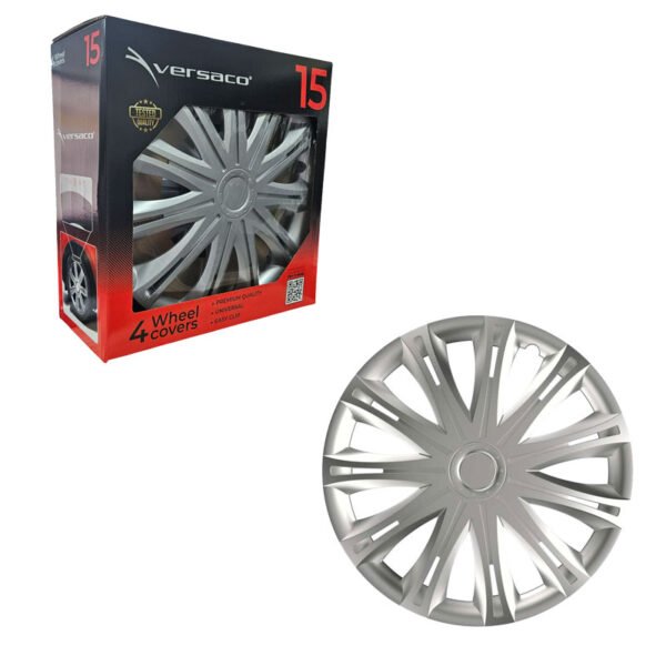 111204 Versaco Σετ Τάσια Αυτοκινήτου 4τμχ 15" Ασημί - Wheel Covers