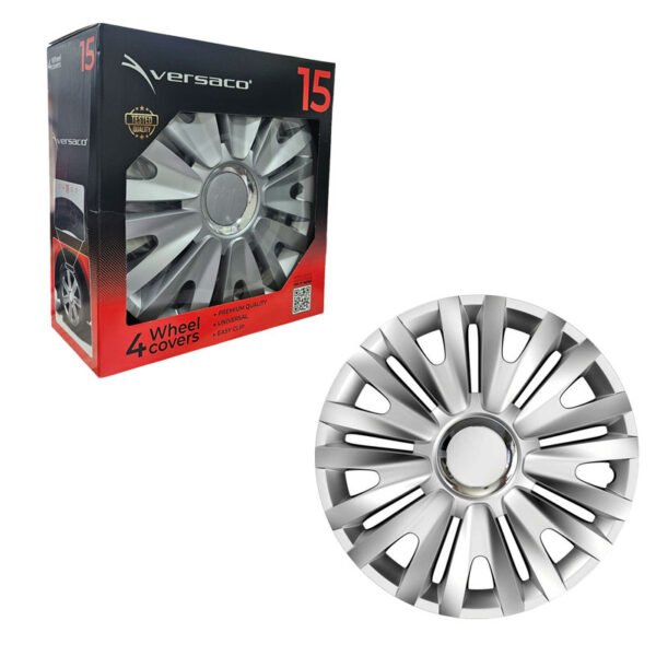 115042 Versaco Σετ Τάσια Αυτοκινήτου 4τμχ 15" Ασημί - Wheel Covers