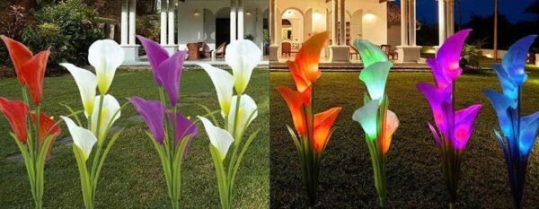 Ηλιακά διακοσμητικά λουλούδια LED - 2 τμχ με αυτόνομη φόρτιση