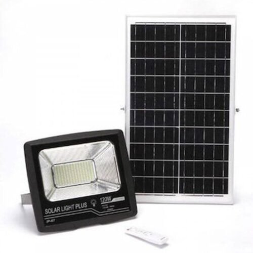 15595 Στεγανός Ηλιακός Προβολέας IP67 Ισχύος 100W με Τηλεχειριστήριο σε Μαύρο χρώμα GD-8770