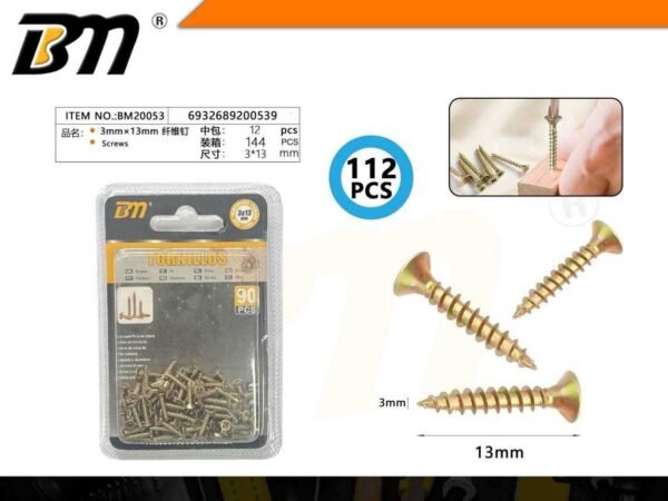 200539-1 Ξυλόβιδες - 3mm×13mm - Σετ 12 πακέτα των 112 τεμαχίων - 200539