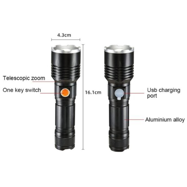 20736-2 Επαναφορτιζόμενος φακός XH-P50 BX-P07 1500 lumens - Glare flashlight
