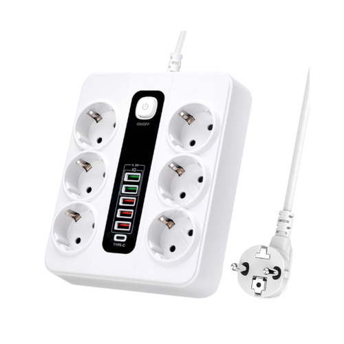 270181 Πολύπριζο 6 θέσεων με διακόπτη & θύρες USB - KOS-27018EU - 270181